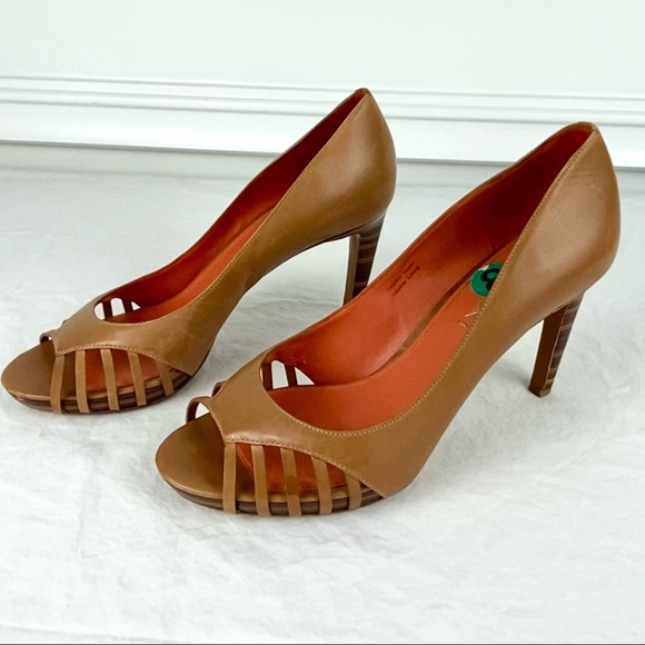 Via Spiga Shoes - Sexy Via Spiga Tan Leather High Heels Shoes 8